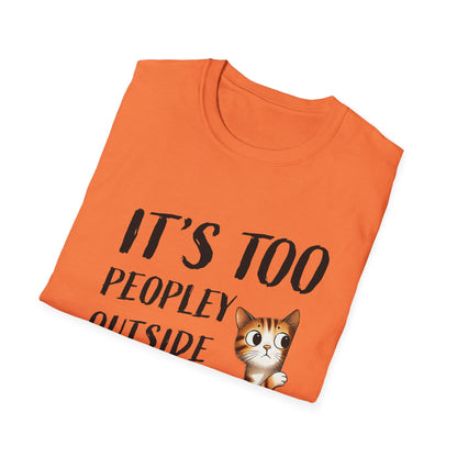 Anti-Social Cat Lover Graphic Tee  Introvert Humor Pet Shirt  Unisex Cat Peek Design Too Peopley Outside Funny Cat T-Shirt