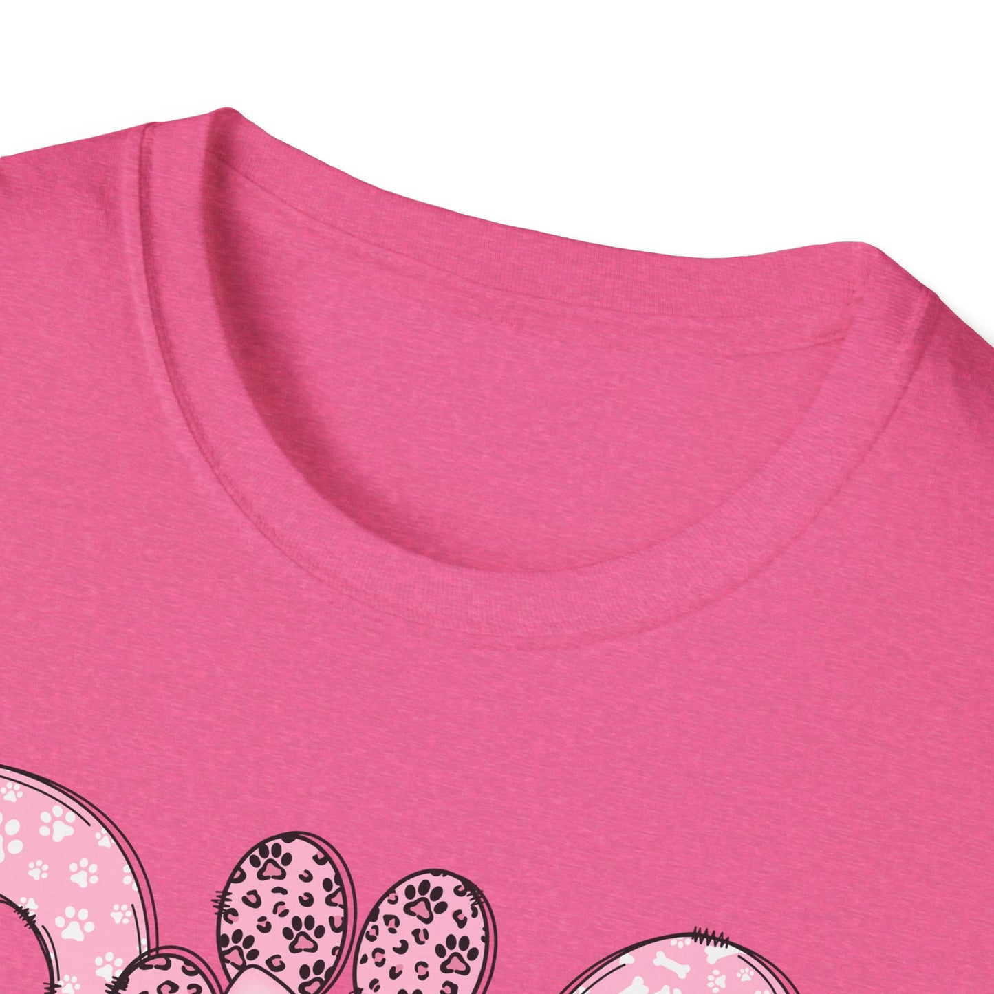 Dog Mama Pink Paw Print T-Shirt  Cute Dog Lover Graphic Tee  Pretty Pink Text with Paw Detail  Pet Mom Shirt