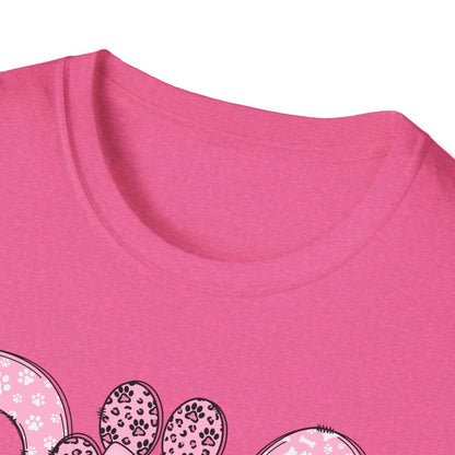Dog Mama Pink Paw Print T-Shirt  Cute Dog Lover Graphic Tee  Pretty Pink Text with Paw Detail  Pet Mom Shirt