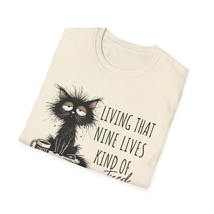Tired Graphic T-Shirt  Frazzled Black Cat Coffee Tee  Funny Exhausted Cat Lover Shirt Unisex Humor Pet Tee