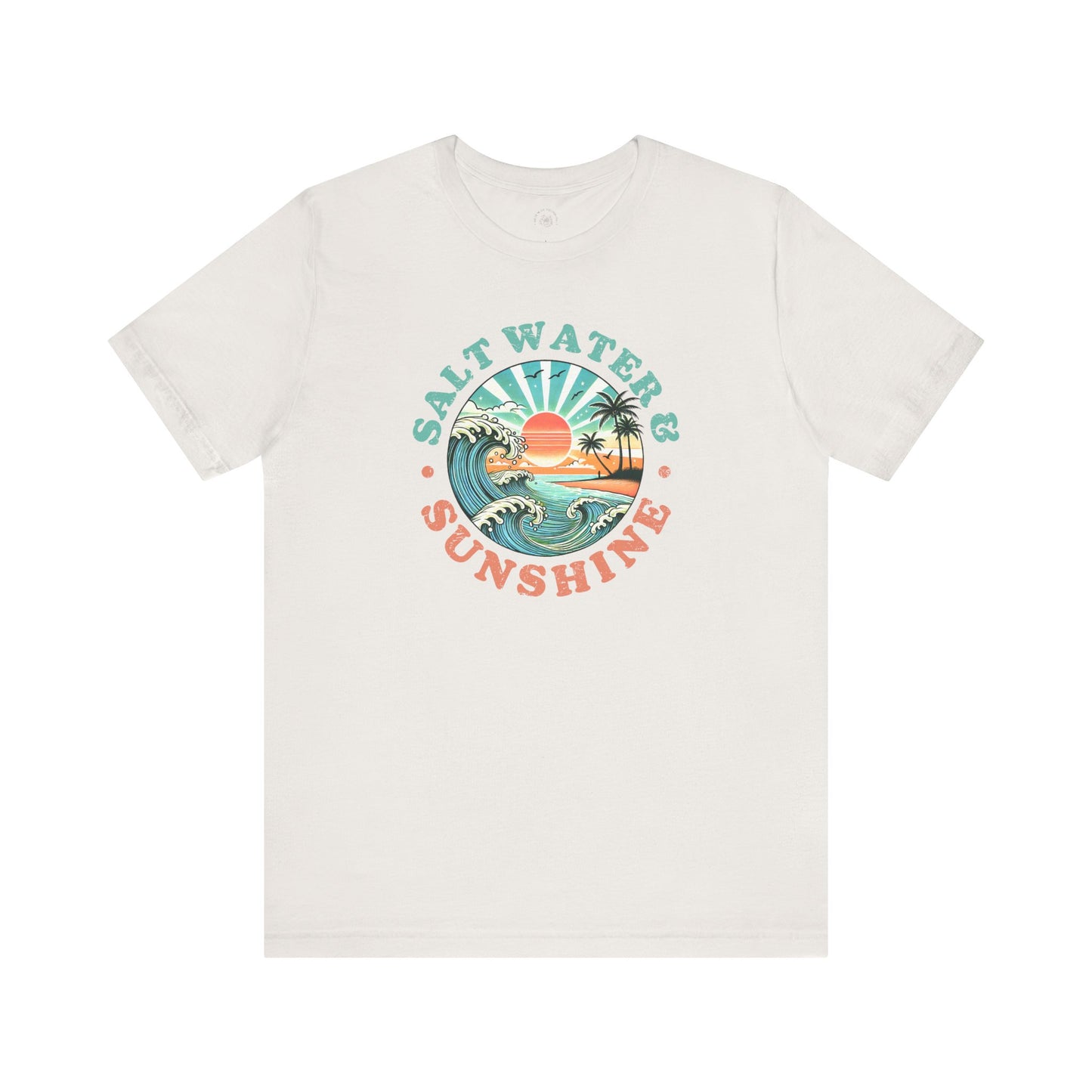 Salt Water & Sunshine Beach Vibes T-Shirt, Summer Apparel, Vacation Shirt, Gift for Ocean Lovers, Jersey Short Sleeve Tee
