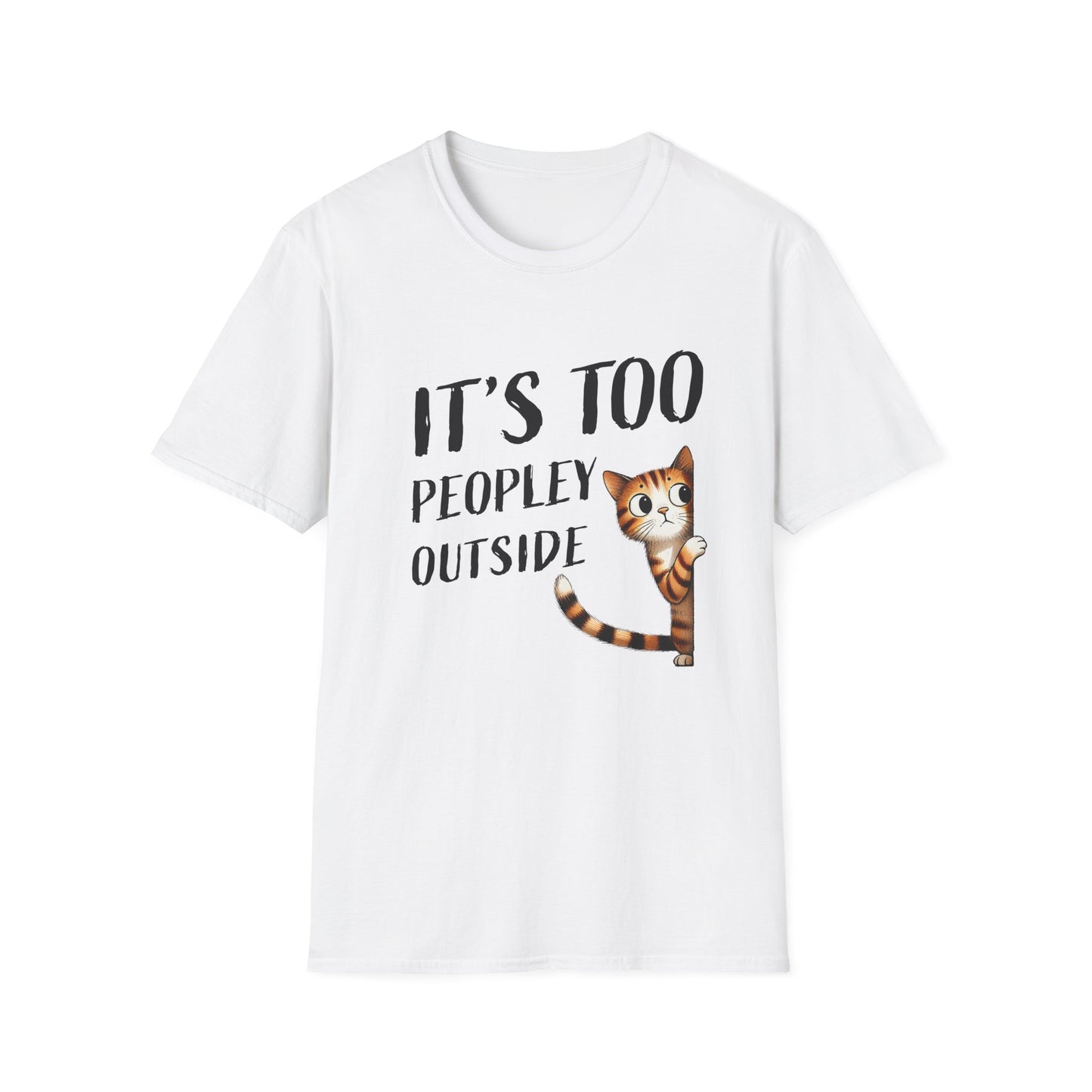 Anti-Social Cat Lover Graphic Tee  Introvert Humor Pet Shirt  Unisex Cat Peek Design Too Peopley Outside Funny Cat T-Shirt