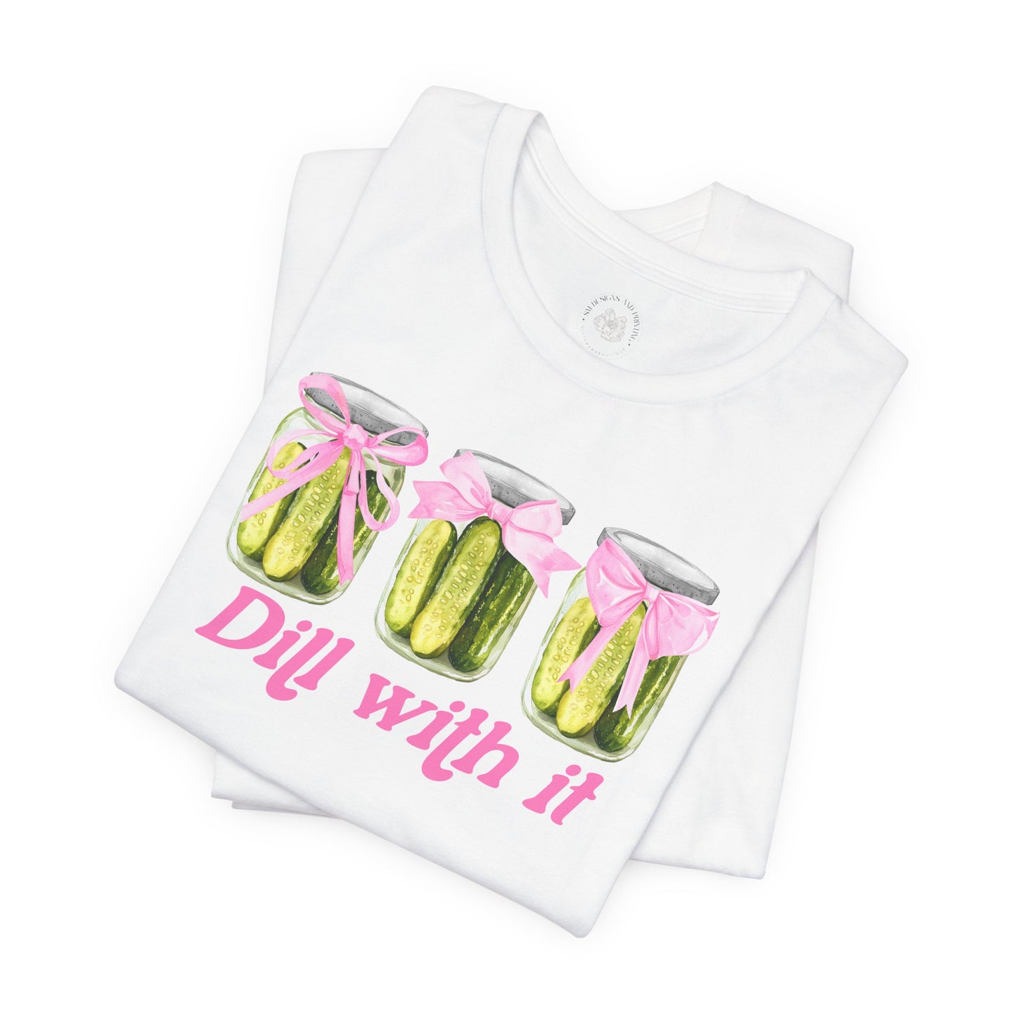 Dill With It Funny Unisex Tee, Pickle Lover Shirt, Food Pun Tshirt, Gift for Foodie, Vegetarian Apparel