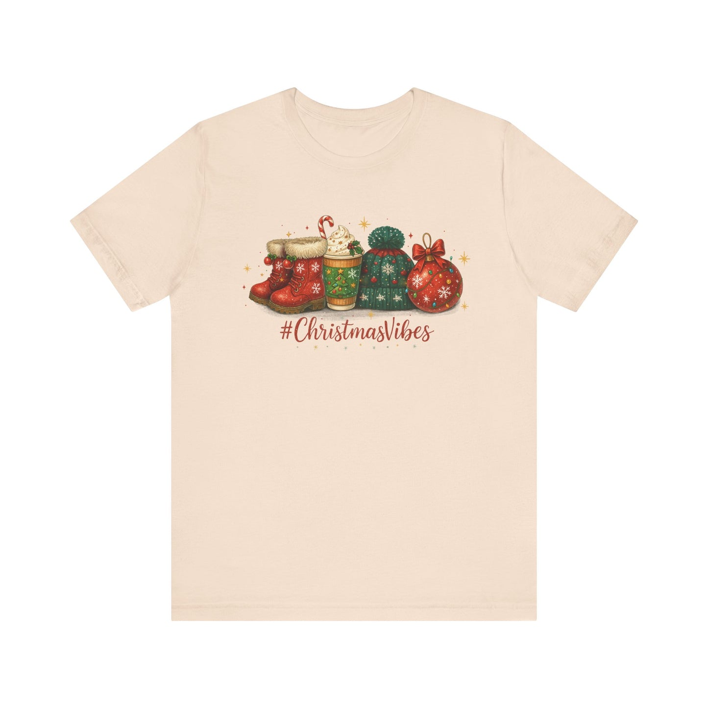 Christmas Vibes Graphic Tee | Cozy Holiday T-Shirt | Bella + Canvas Unisex Christmas Shirt