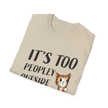 Anti-Social Cat Lover Graphic Tee  Introvert Humor Pet Shirt  Unisex Cat Peek Design Too Peopley Outside Funny Cat T-Shirt