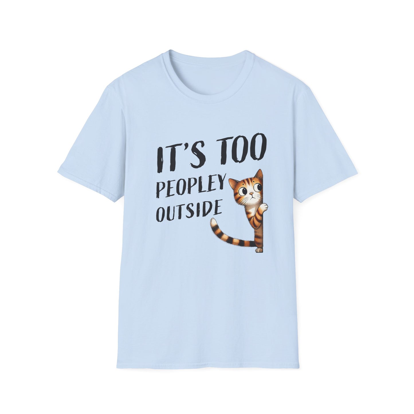 Anti-Social Cat Lover Graphic Tee  Introvert Humor Pet Shirt  Unisex Cat Peek Design Too Peopley Outside Funny Cat T-Shirt