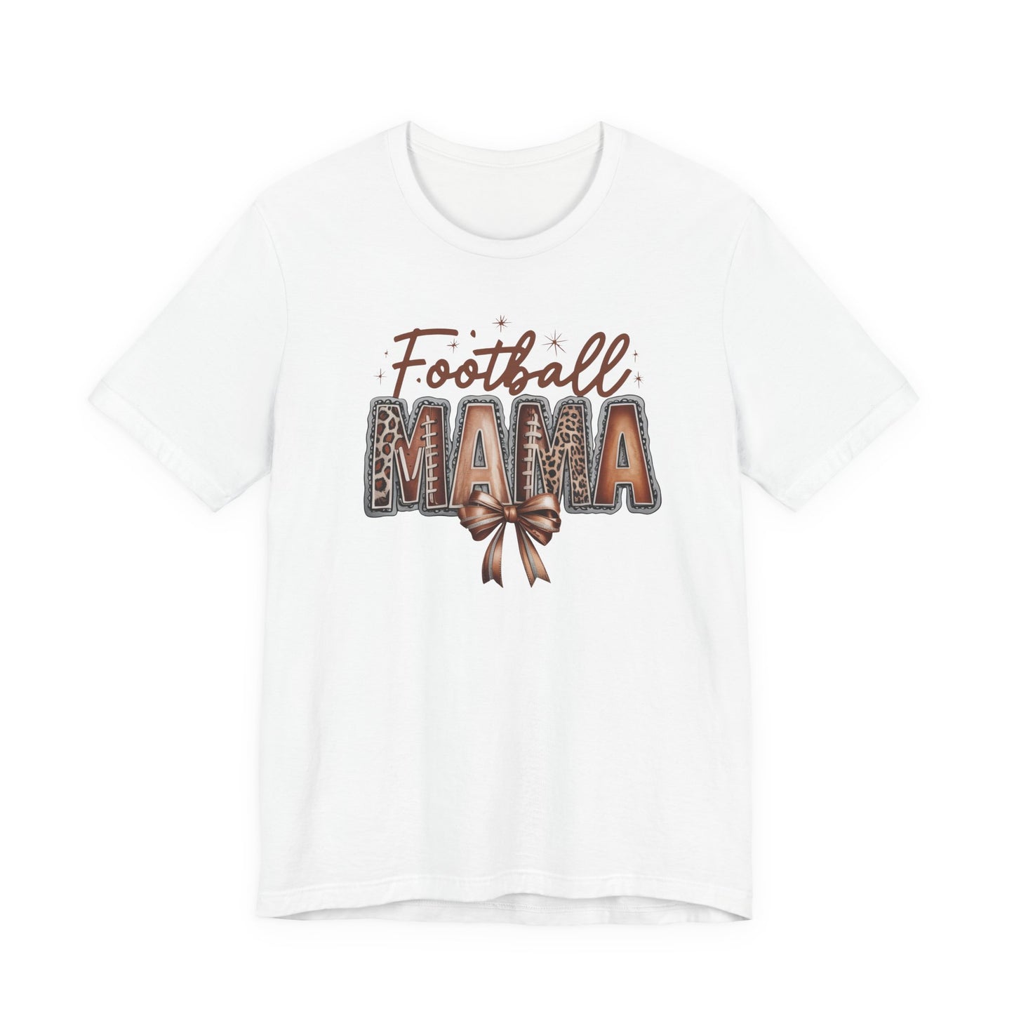 Football Mama T Shirt Bella  Canvas Fall Colors Graphic Tee with Football Lettering  Cute Bow, Game Day Shirt for Women, Football Mom Outfit