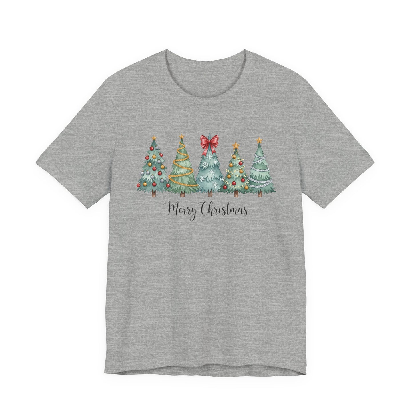 Merry Christmas Tree Graphic Tee | Holiday T-Shirt | Bella + Canvas Unisex Christmas Shirt