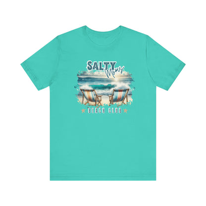 Beach Tee Salty Moms Beach Club T-Shirt Coastal Mom Graphic Tee Mom Vacation Tee Coastal Vibes Shirt for Women Funny Mom Shirt