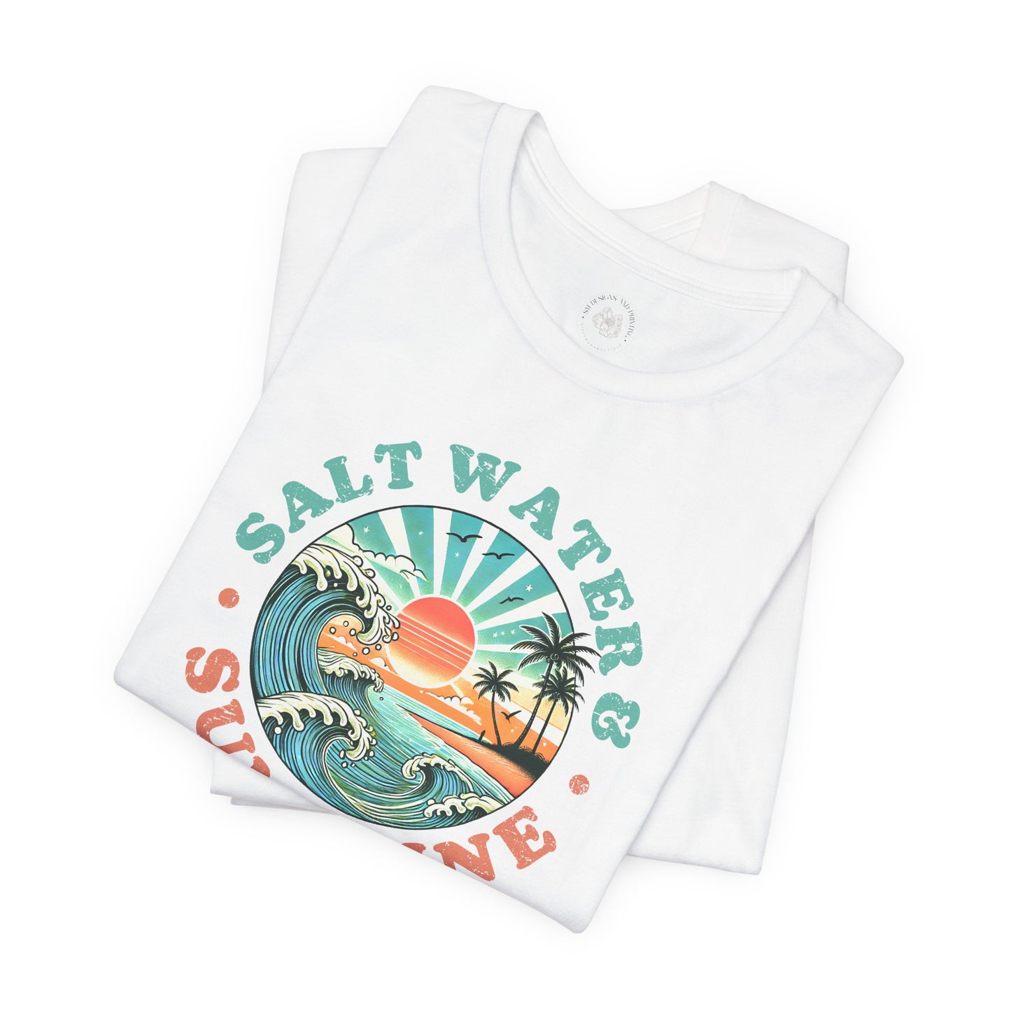Salt Water & Sunshine Beach Vibes T-Shirt, Summer Apparel, Vacation Shirt, Gift for Ocean Lovers, Jersey Short Sleeve Tee
