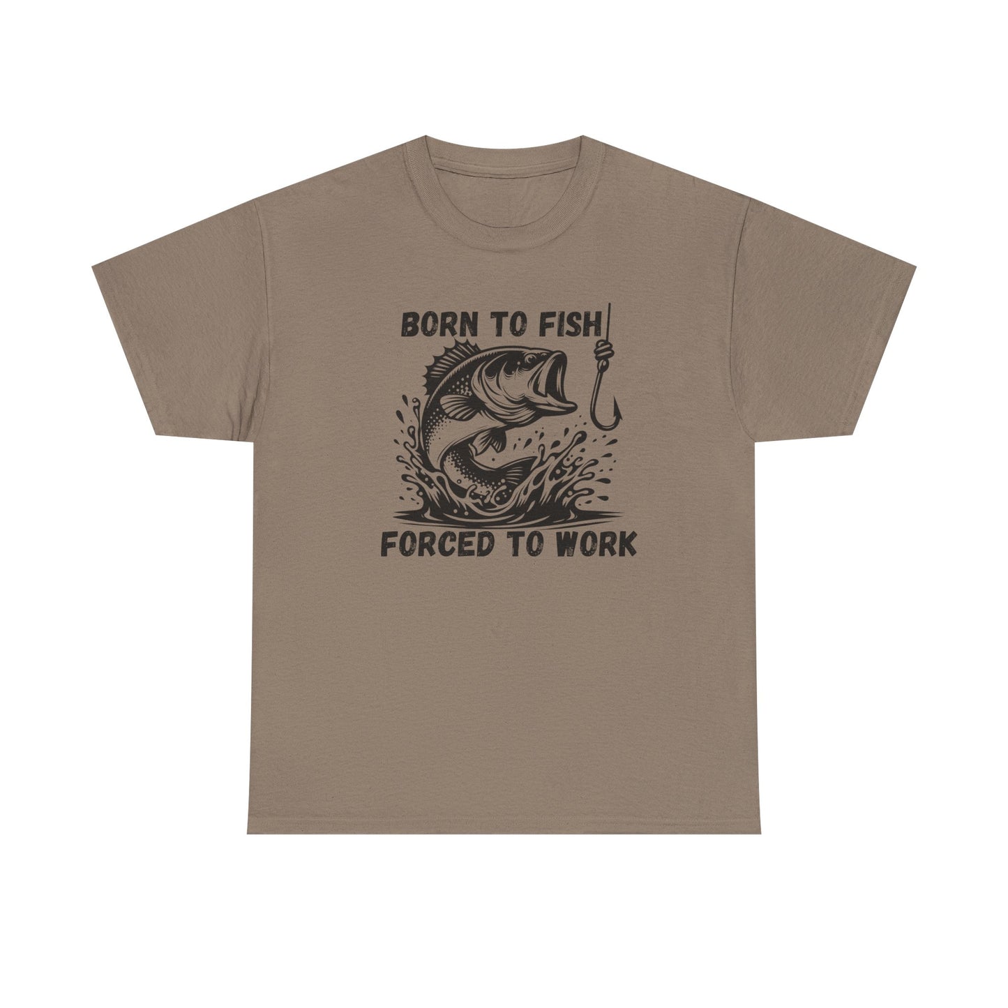 Born to Fish Forced to Work T Shirt, Funny Fishing Graphic Tee, Outdoorsman Gift, Angler Humor Shirt, Fishermans Tee