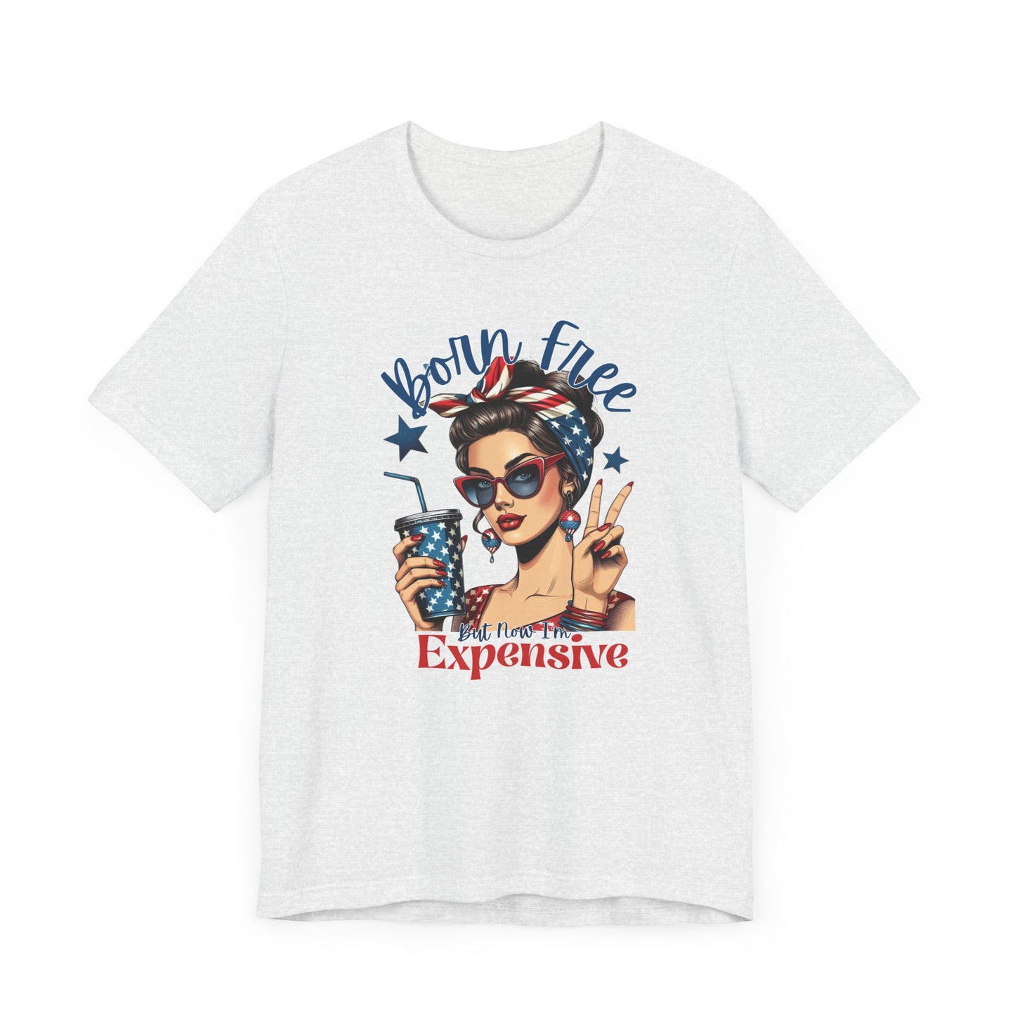 Vintage Style Graphic Tee - Born Free - Summer Fashion, Gift for Her, Fun Statement Shirt, Retro Tee