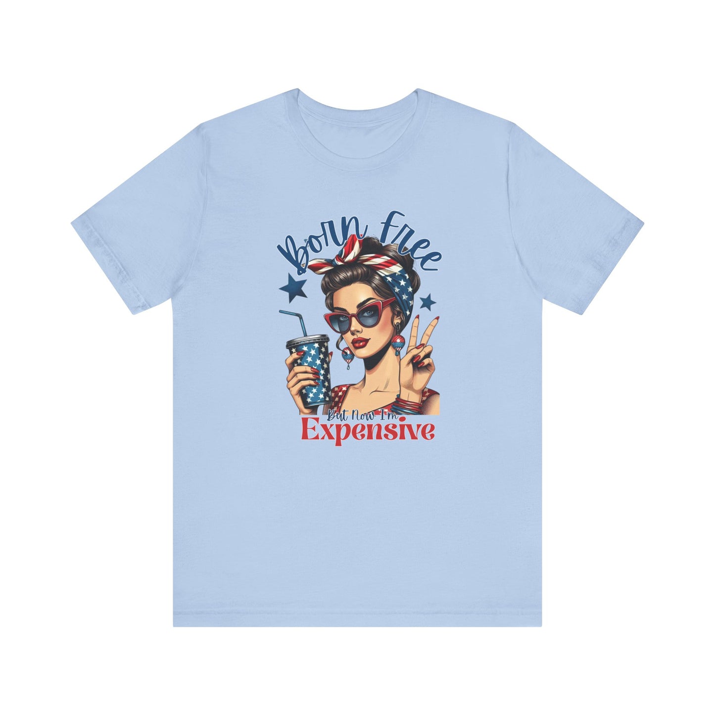 Vintage Style Graphic Tee - Born Free - Summer Fashion, Gift for Her, Fun Statement Shirt, Retro Tee