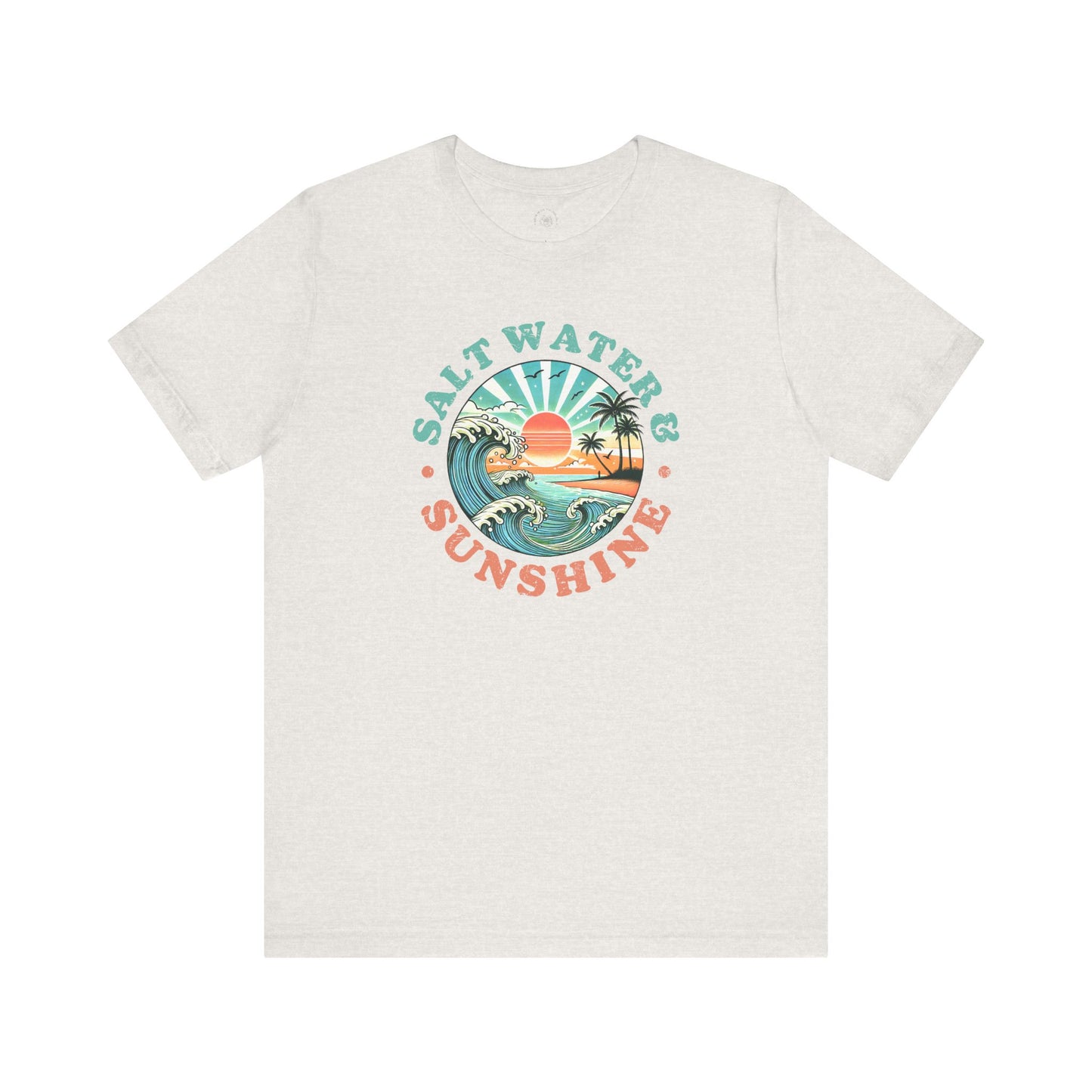Salt Water & Sunshine Beach Vibes T-Shirt, Summer Apparel, Vacation Shirt, Gift for Ocean Lovers, Jersey Short Sleeve Tee