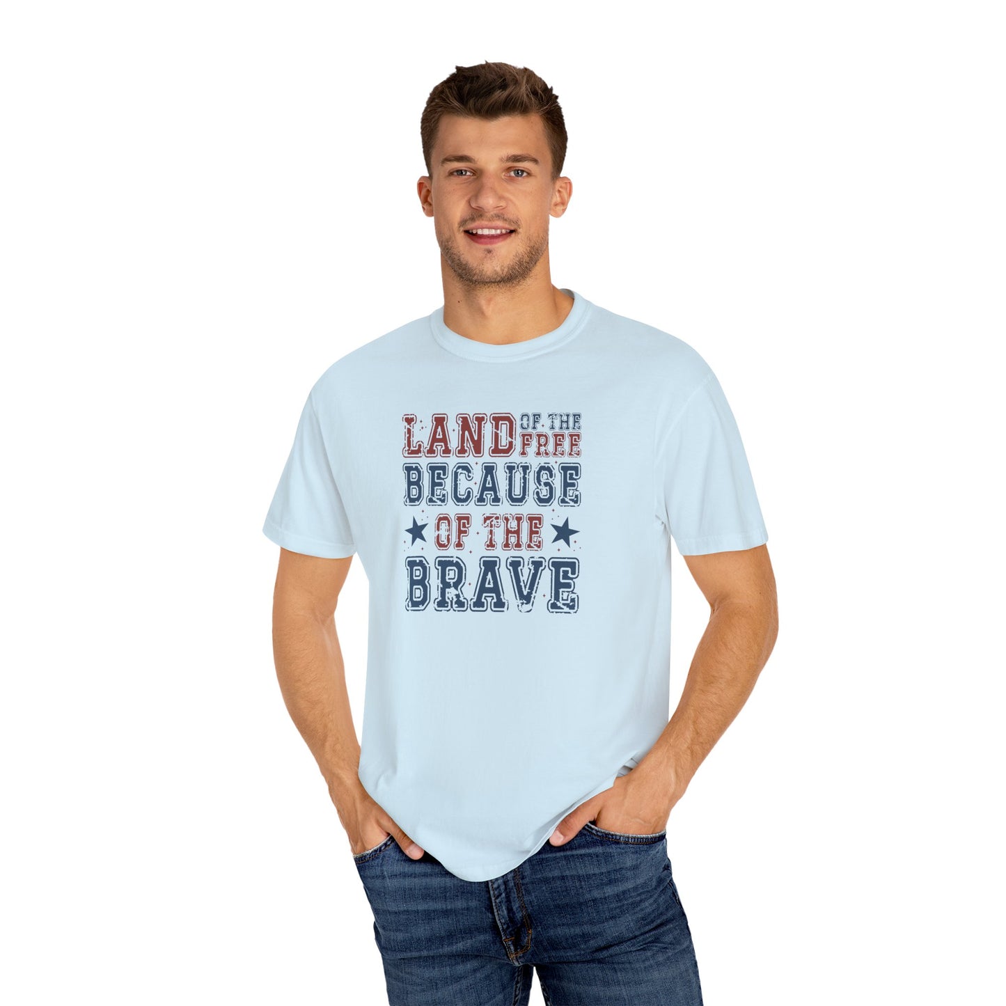 Patriotic Tee, Independence Day Shirt, Americana Top, US Flag Tee, Red White Blue Shirt, Land of the Free because of the Brave T-shirt