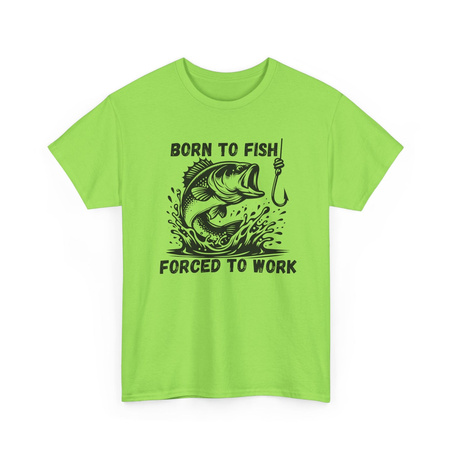 Born to Fish Forced to Work T Shirt, Funny Fishing Graphic Tee, Outdoorsman Gift, Angler Humor Shirt, Fishermans Tee