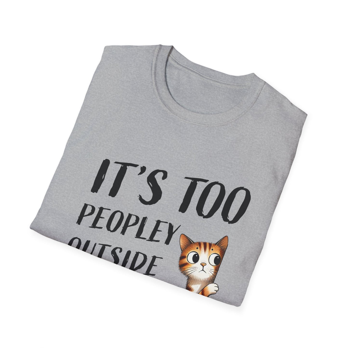 Anti-Social Cat Lover Graphic Tee  Introvert Humor Pet Shirt  Unisex Cat Peek Design Too Peopley Outside Funny Cat T-Shirt