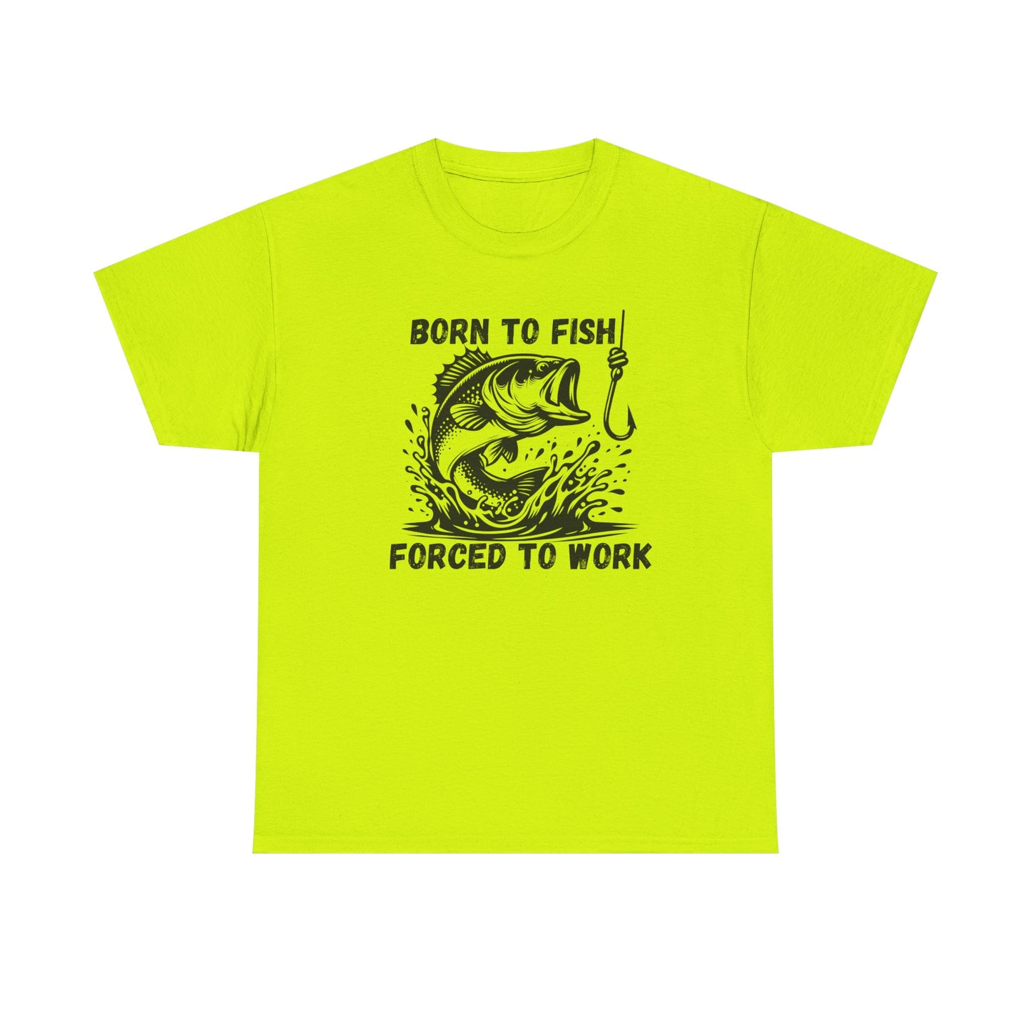 Born to Fish Forced to Work T Shirt, Funny Fishing Graphic Tee, Outdoorsman Gift, Angler Humor Shirt, Fishermans Tee