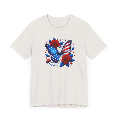 Patriotic Butterfly Tee - Unisex Jersey T-Shirt, Red White Blue Shirt, American Pride Apparel, Summer BBQ Shirt, Fourth of July Top