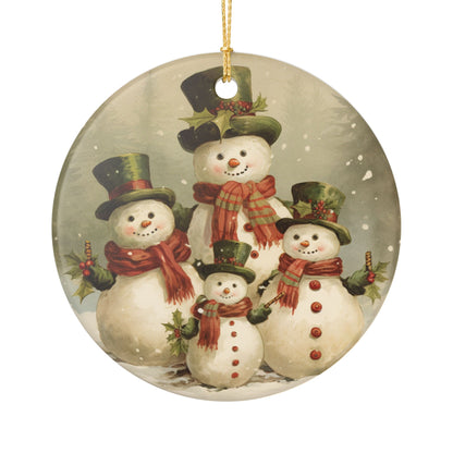 Snowman Ceramic Holiday Ornament, Winter Decoration, Christmas Gift, Festive Home Décor, Tree Ornament, Seasonal Keepsake