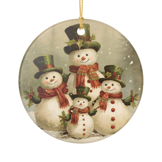 Snowman Ceramic Holiday Ornament, Winter Decoration, Christmas Gift, Festive Home Décor, Tree Ornament, Seasonal Keepsake