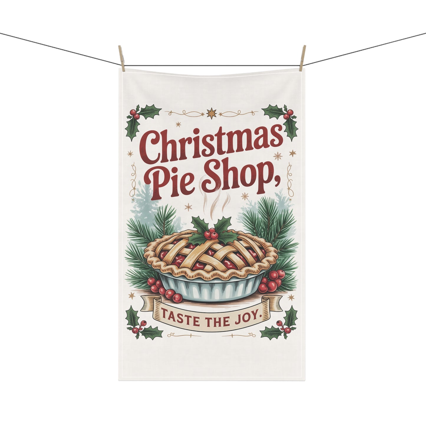Christmas Pie Shop Tea Towel | Taste the Joy, Holiday Kitchen Decor