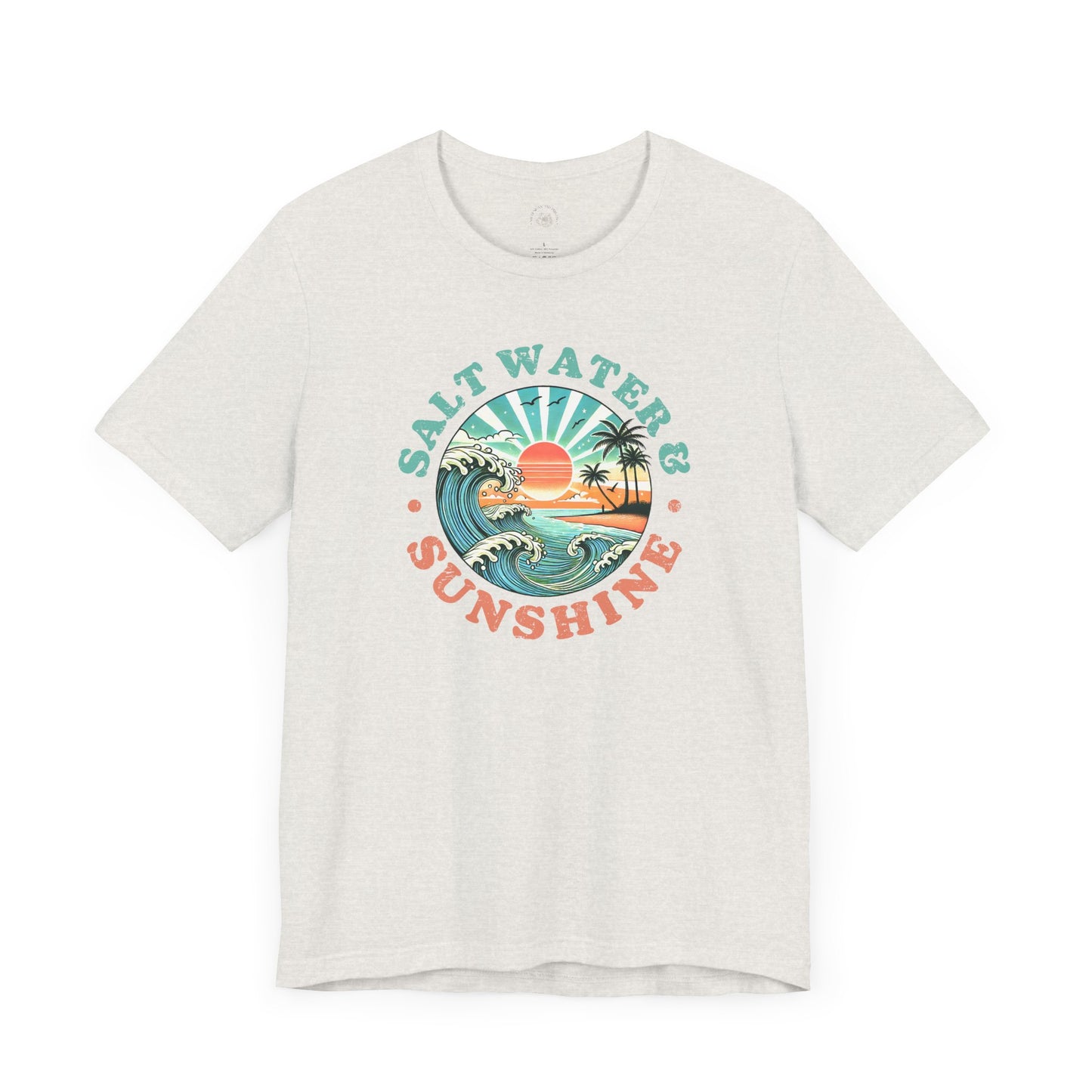 Salt Water & Sunshine Beach Vibes T-Shirt, Summer Apparel, Vacation Shirt, Gift for Ocean Lovers, Jersey Short Sleeve Tee