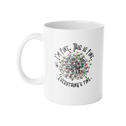 Christmas Chaos Mug | Tangled Lights Funny Mug | Relatable Holiday Gift | 11oz White Coffee Cup