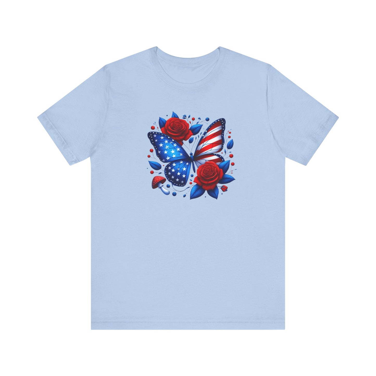 Patriotic Butterfly Tee - Unisex Jersey T-Shirt, Red White Blue Shirt, American Pride Apparel, Summer BBQ Shirt, Fourth of July Top