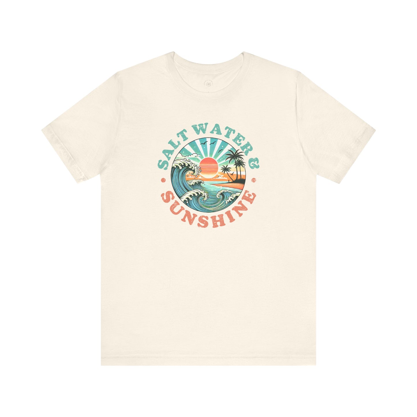 Salt Water & Sunshine Beach Vibes T-Shirt, Summer Apparel, Vacation Shirt, Gift for Ocean Lovers, Jersey Short Sleeve Tee