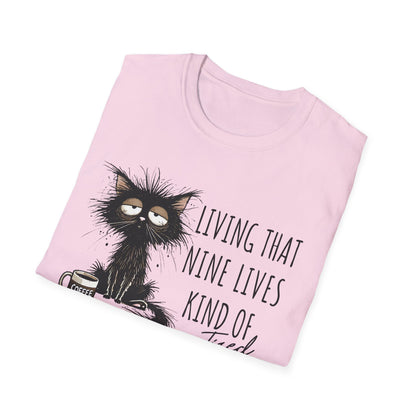 Tired Graphic T-Shirt  Frazzled Black Cat Coffee Tee  Funny Exhausted Cat Lover Shirt Unisex Humor Pet Tee