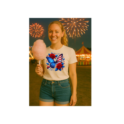 Patriotic Butterfly Tee - Unisex Jersey T-Shirt, Red White Blue Shirt, American Pride Apparel, Summer BBQ Shirt, Fourth of July Top
