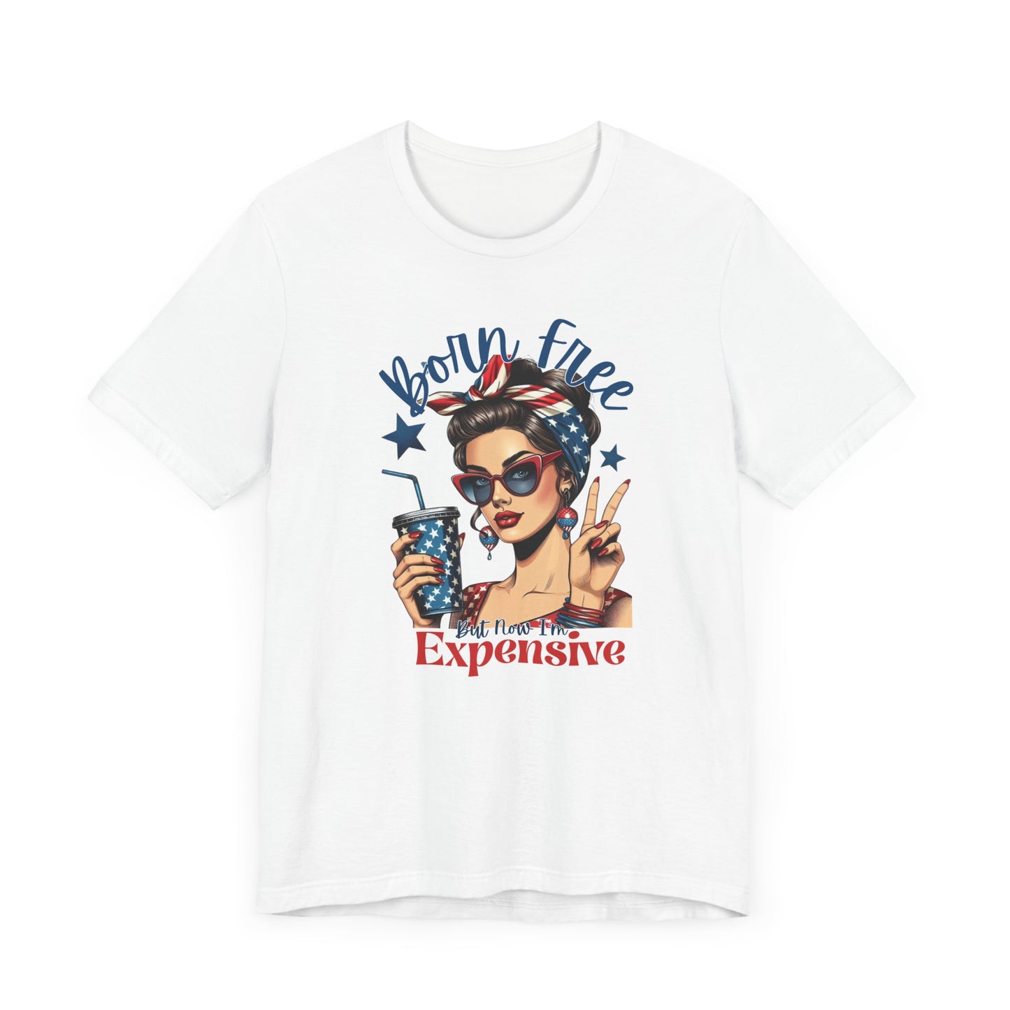 Vintage Style Graphic Tee - Born Free - Summer Fashion, Gift for Her, Fun Statement Shirt, Retro Tee