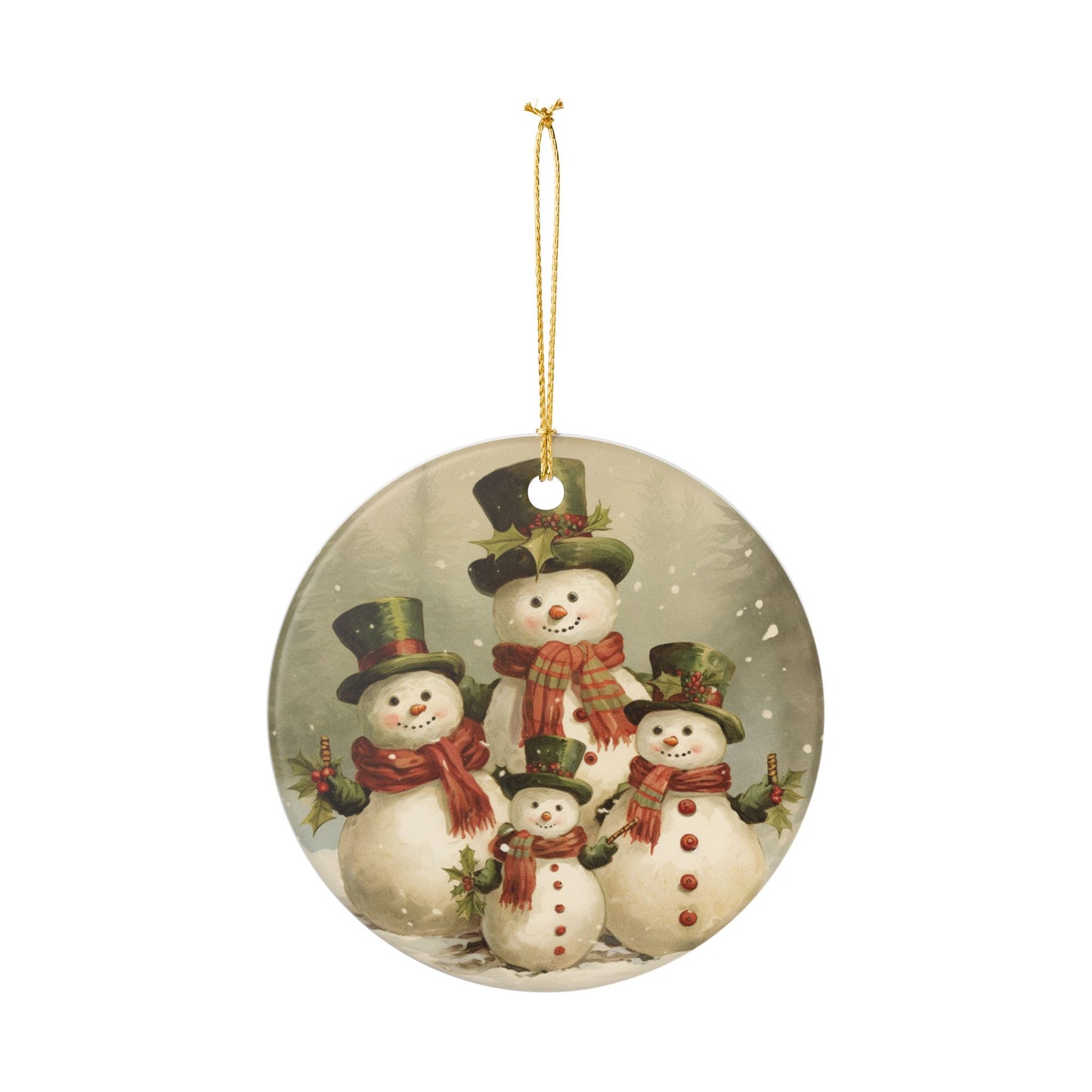 Snowman Ceramic Holiday Ornament, Winter Decoration, Christmas Gift, Festive Home Décor, Tree Ornament, Seasonal Keepsake