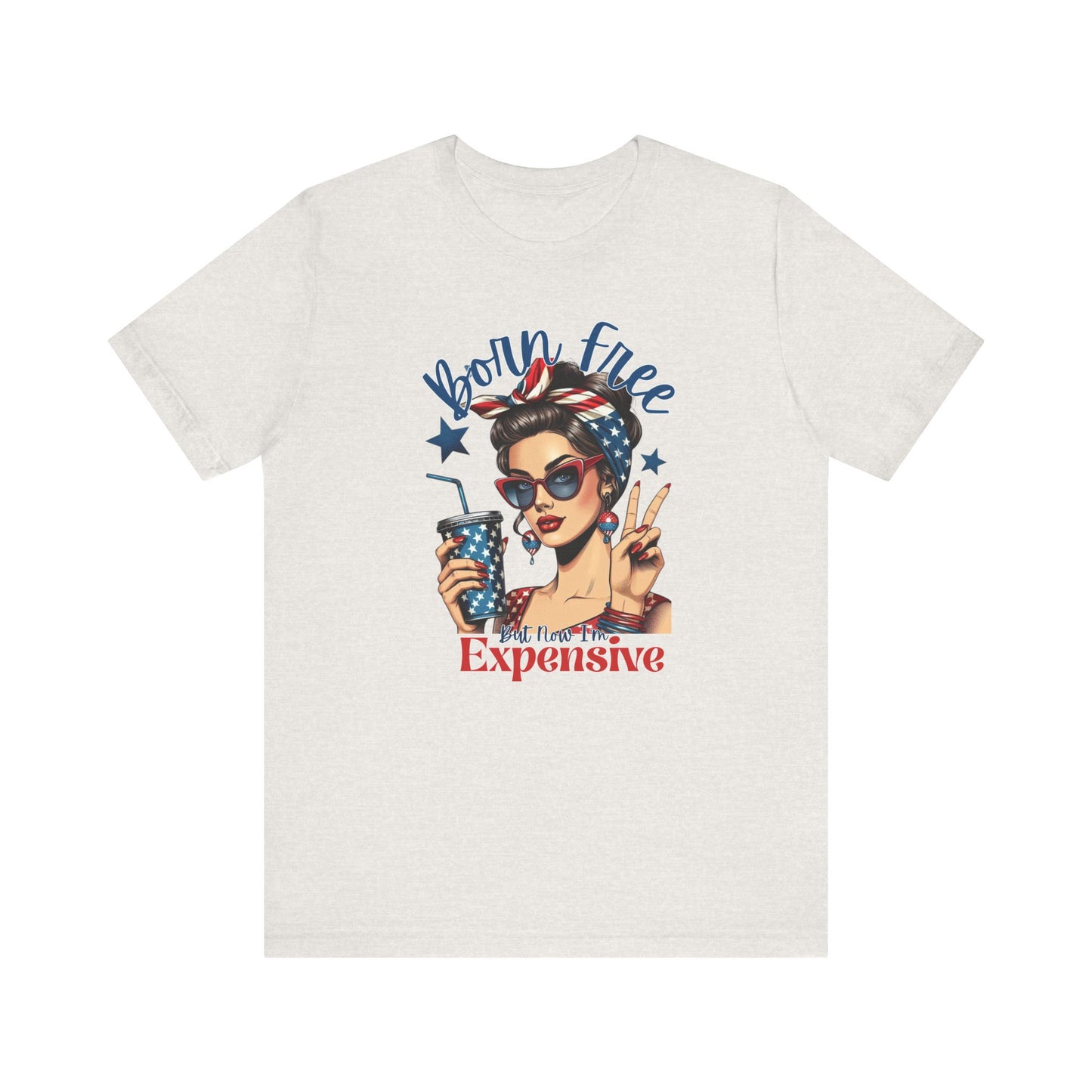Vintage Style Graphic Tee - Born Free - Summer Fashion, Gift for Her, Fun Statement Shirt, Retro Tee