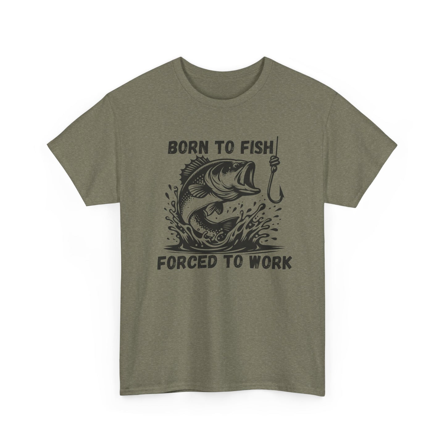 Born to Fish Forced to Work T Shirt, Funny Fishing Graphic Tee, Outdoorsman Gift, Angler Humor Shirt, Fishermans Tee