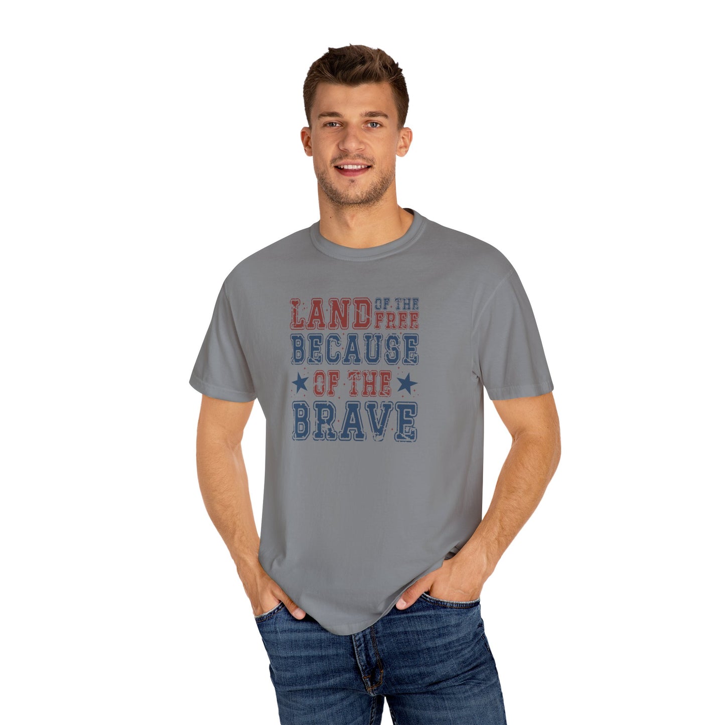 Patriotic Tee, Independence Day Shirt, Americana Top, US Flag Tee, Red White Blue Shirt, Land of the Free because of the Brave T-shirt