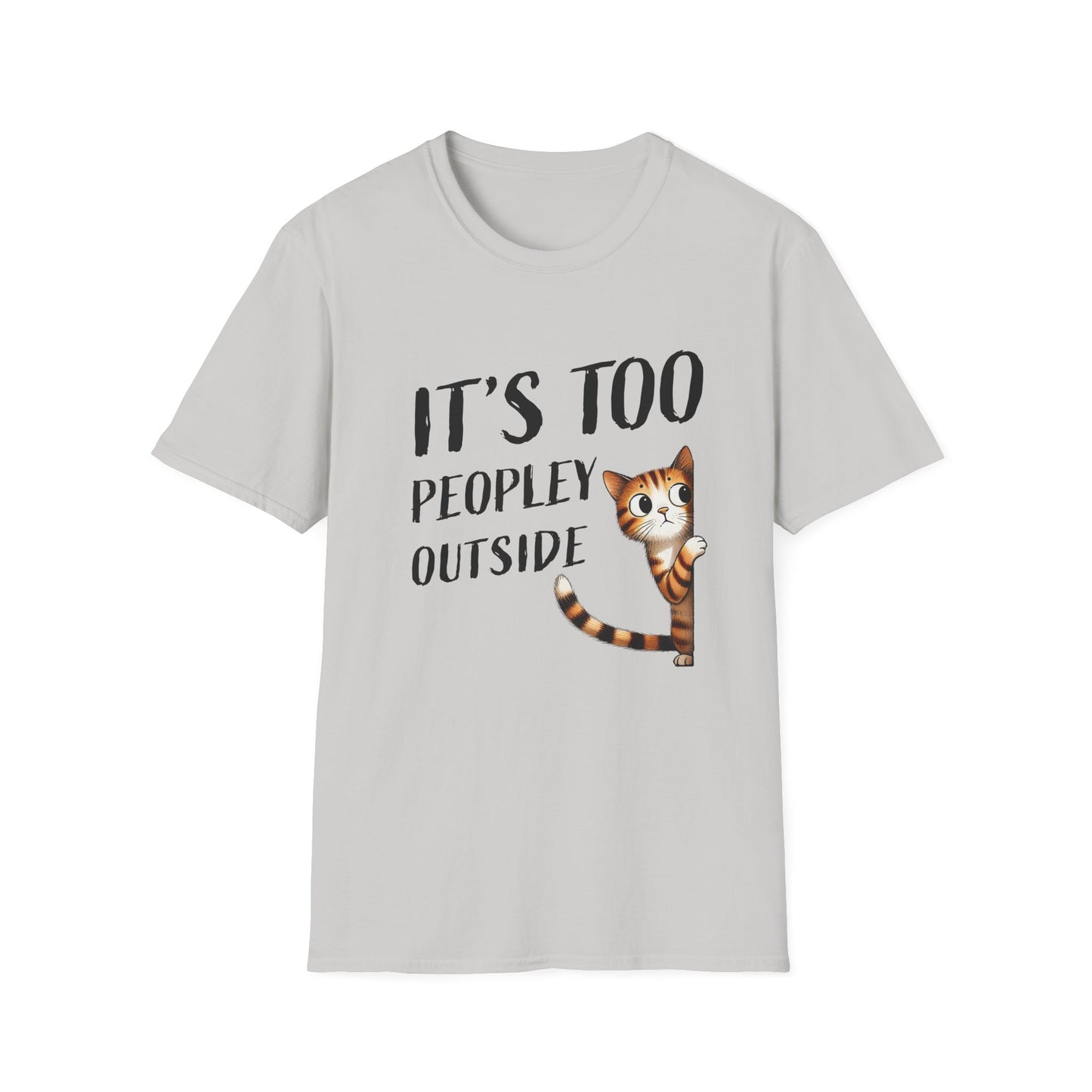 Anti-Social Cat Lover Graphic Tee  Introvert Humor Pet Shirt  Unisex Cat Peek Design Too Peopley Outside Funny Cat T-Shirt