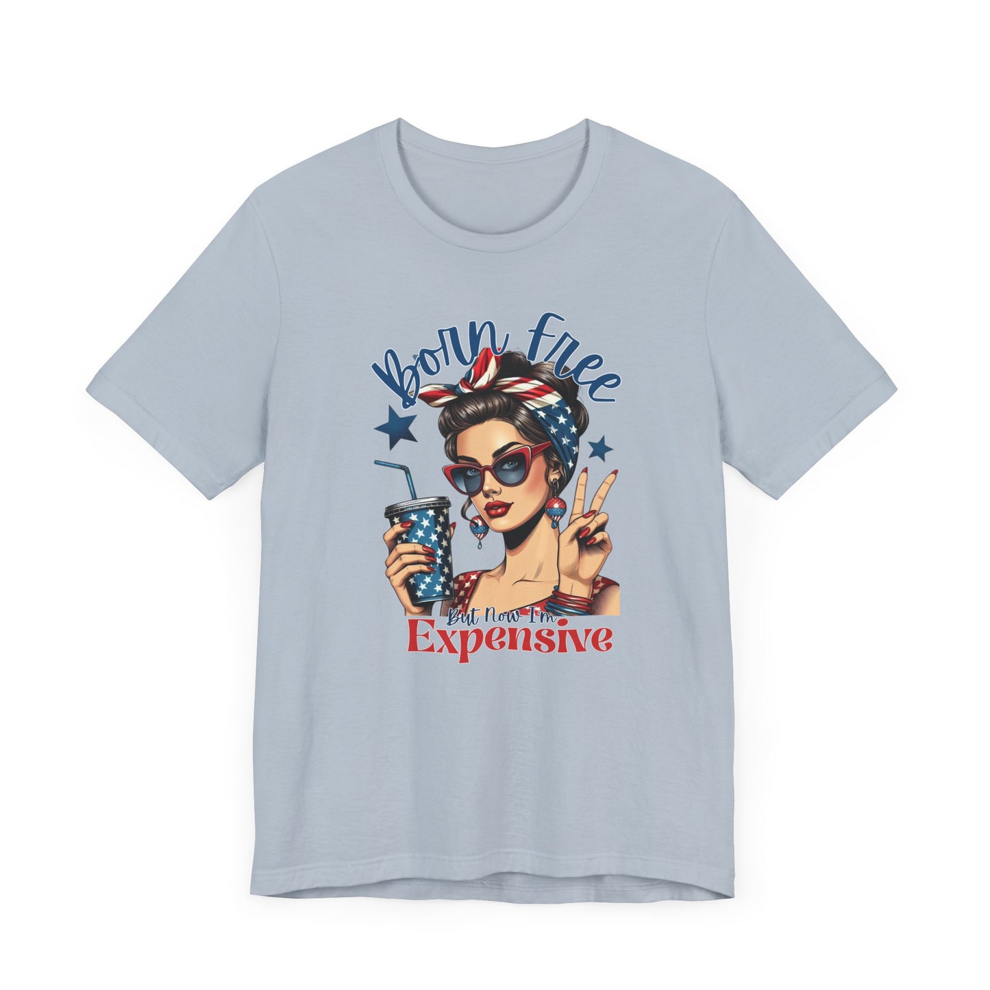 Vintage Style Graphic Tee - Born Free - Summer Fashion, Gift for Her, Fun Statement Shirt, Retro Tee