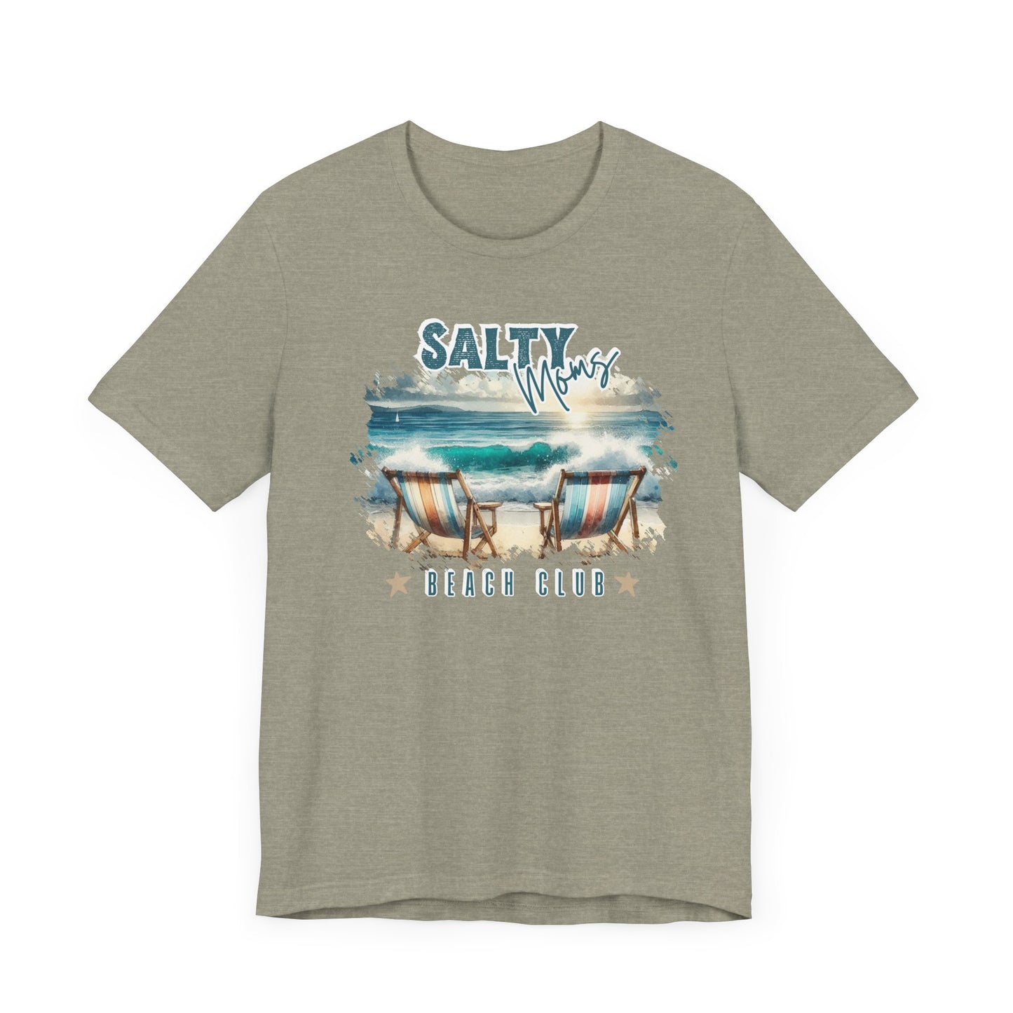 Beach Tee Salty Moms Beach Club T-Shirt Coastal Mom Graphic Tee Mom Vacation Tee Coastal Vibes Shirt for Women Funny Mom Shirt