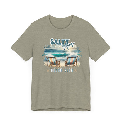 Beach Tee Salty Moms Beach Club T-Shirt Coastal Mom Graphic Tee Mom Vacation Tee Coastal Vibes Shirt for Women Funny Mom Shirt