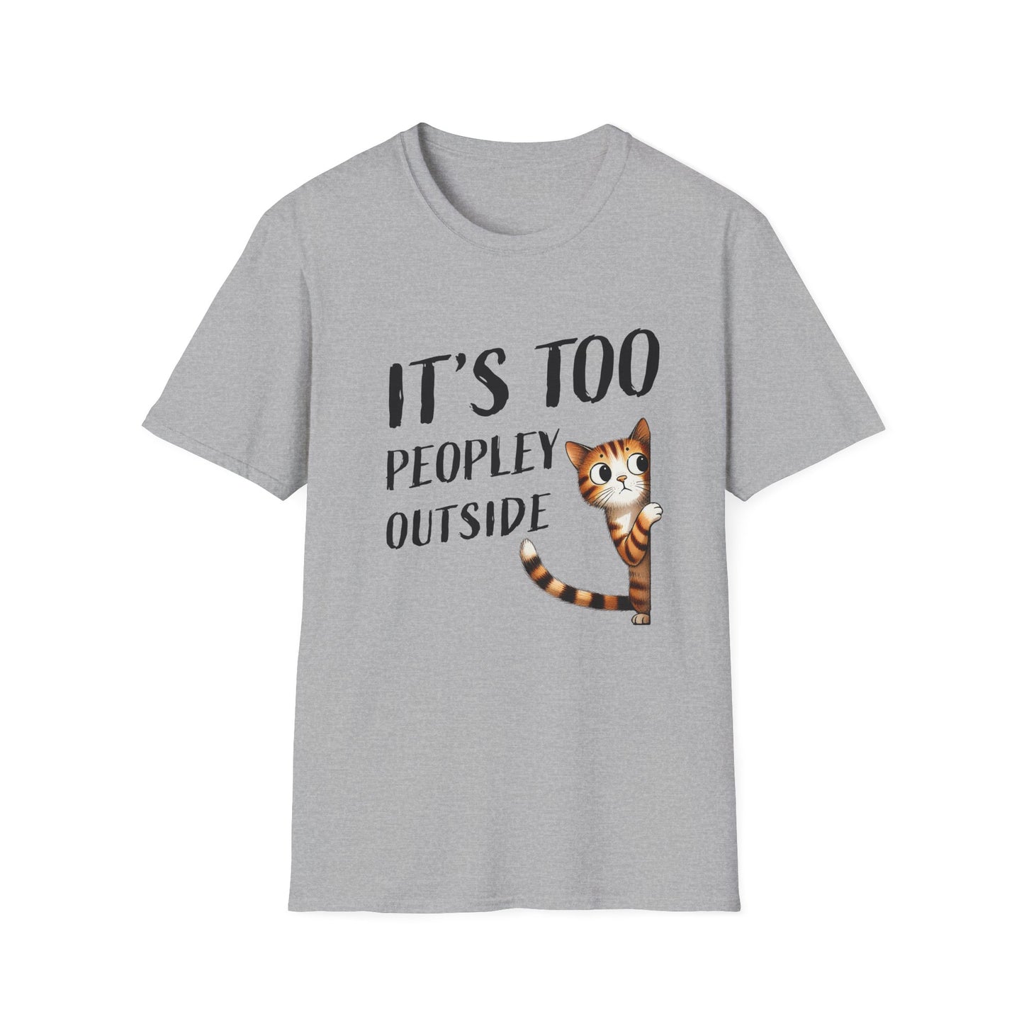 Anti-Social Cat Lover Graphic Tee  Introvert Humor Pet Shirt  Unisex Cat Peek Design Too Peopley Outside Funny Cat T-Shirt