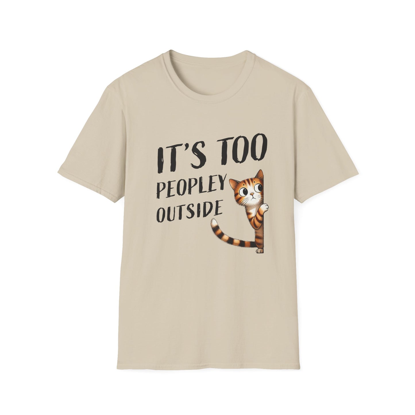 Anti-Social Cat Lover Graphic Tee  Introvert Humor Pet Shirt  Unisex Cat Peek Design Too Peopley Outside Funny Cat T-Shirt