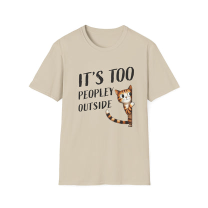 Anti-Social Cat Lover Graphic Tee  Introvert Humor Pet Shirt  Unisex Cat Peek Design Too Peopley Outside Funny Cat T-Shirt