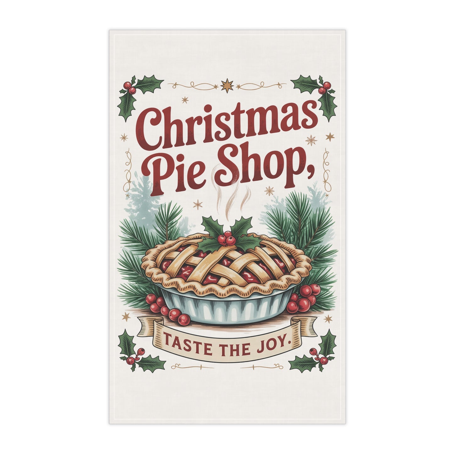 Christmas Pie Shop Tea Towel | Taste the Joy, Holiday Kitchen Decor