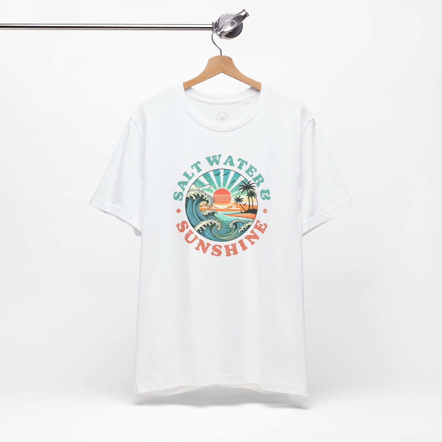 Salt Water & Sunshine Beach Vibes T-Shirt, Summer Apparel, Vacation Shirt, Gift for Ocean Lovers, Jersey Short Sleeve Tee