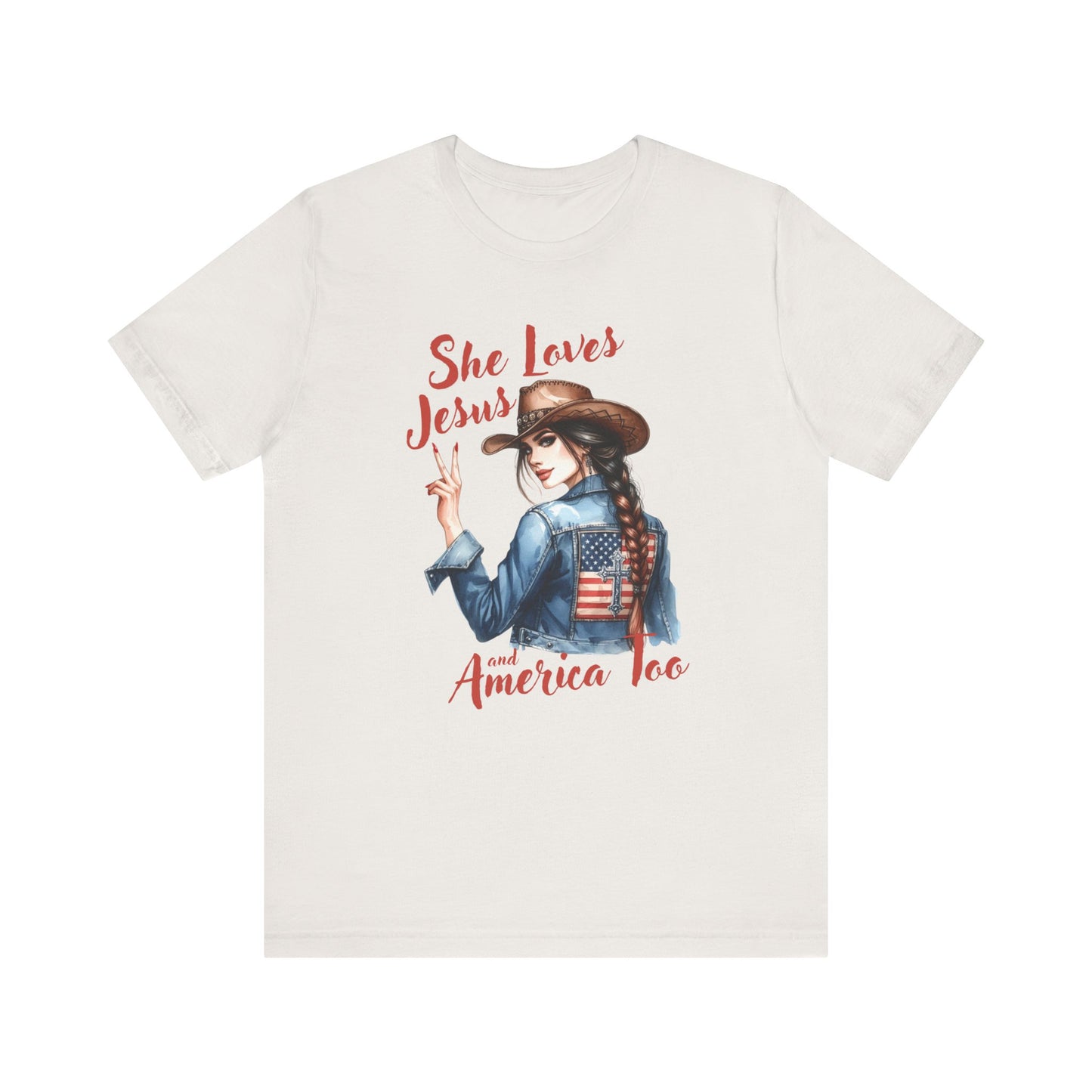 She Loves Jesus Faith-based Patriotic Tee