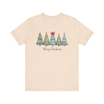 Merry Christmas Tree Graphic Tee | Holiday T-Shirt | Bella + Canvas Unisex Christmas Shirt