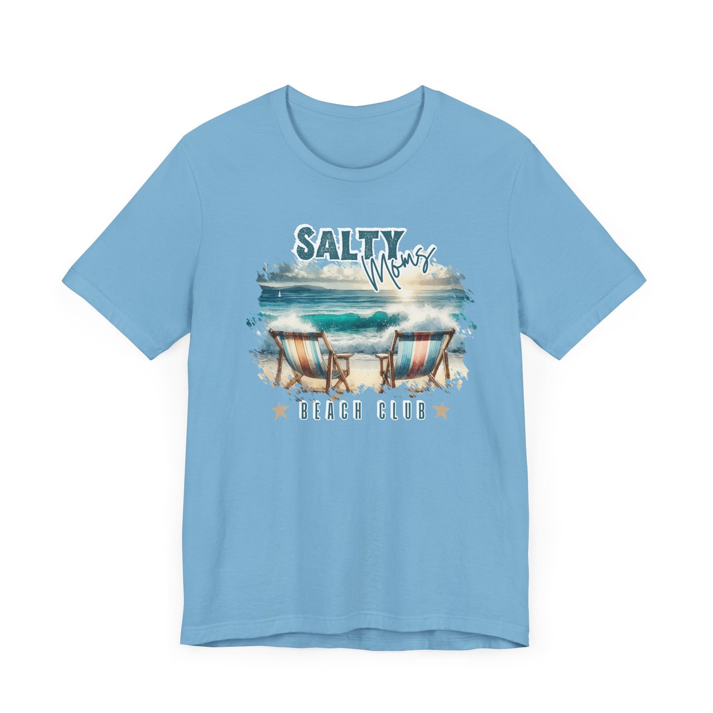 Beach Tee Salty Moms Beach Club T-Shirt Coastal Mom Graphic Tee Mom Vacation Tee Coastal Vibes Shirt for Women Funny Mom Shirt