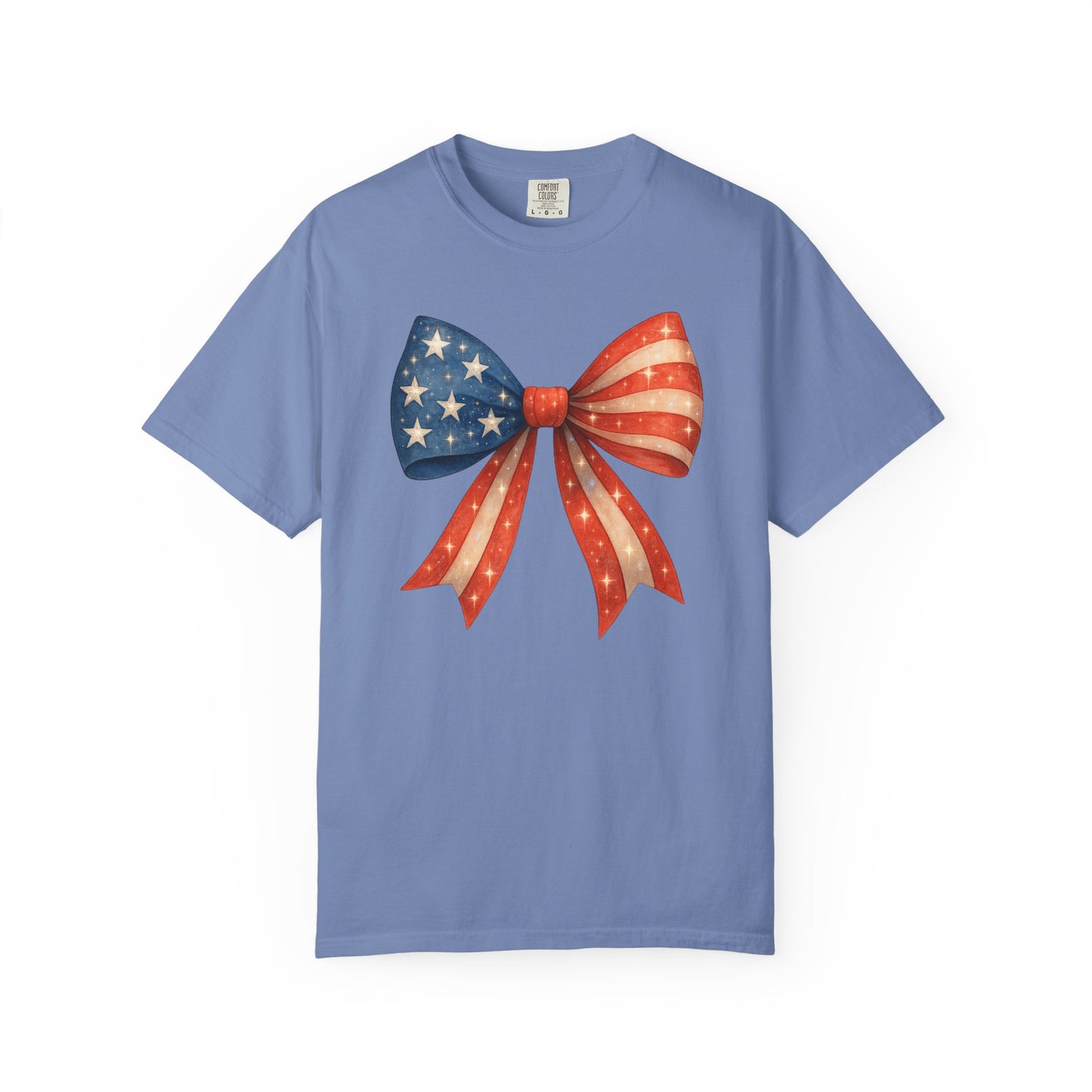 American Flag Bow T-Shirt, Patriotic Red White Blue Tee, 4th of July Unisex Top, Independence Day Shirt, USA Flag Graphic Tee